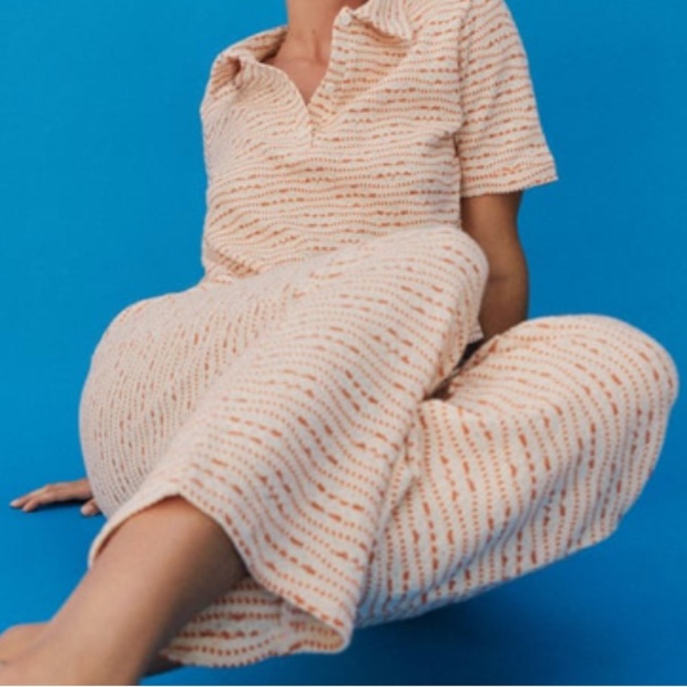 Zara retro design orange and white knit pull on cropped pant